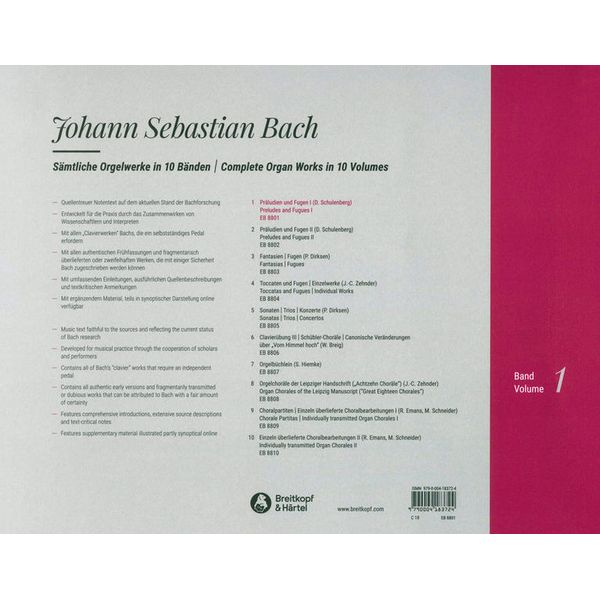 Breitkopf & Hrtel Bach Smtliche Orgelwerke 1