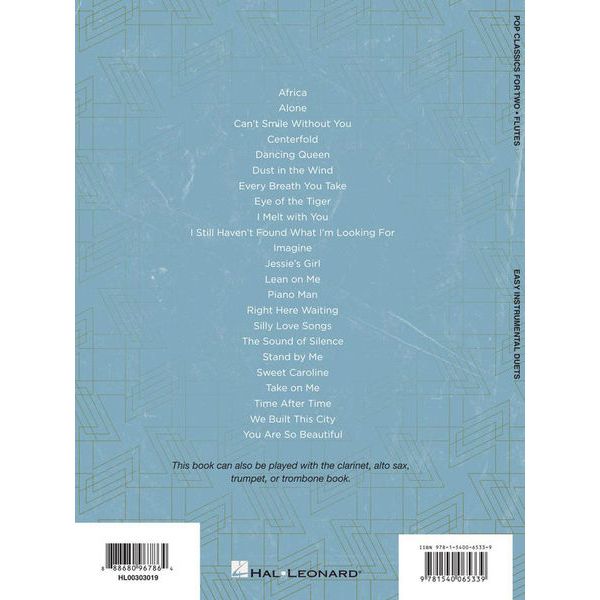 Hal Leonard Pop Classics For Two Flutes