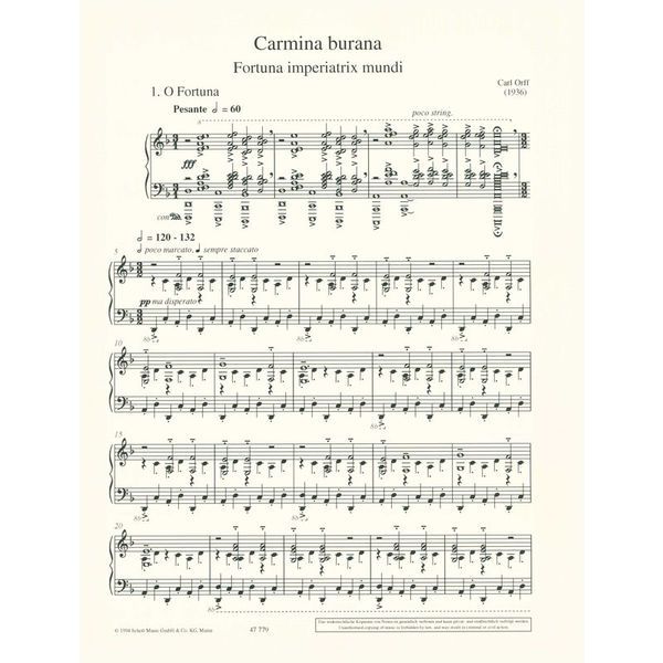 Schott Orff Carmina Burana Piano