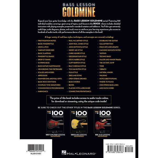 Hal Leonard 100 Rock Lessons Bass