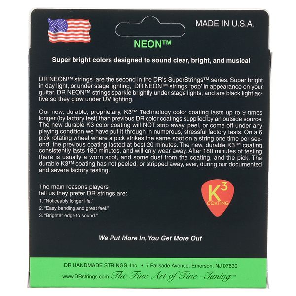 DR Strings Neon Green NGE7-10