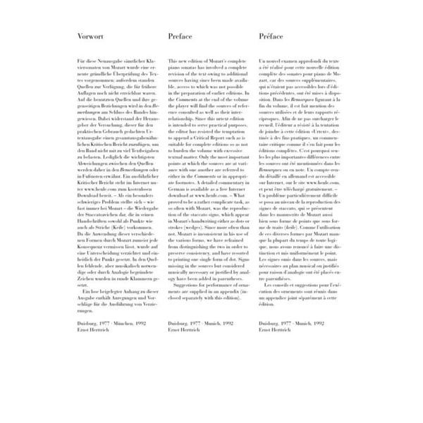 Henle Verlag Mozart Klaviersonaten 1