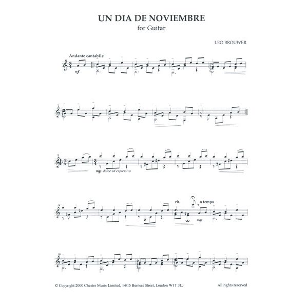 Chester Music Leo Brouwer Dia De Noviembre