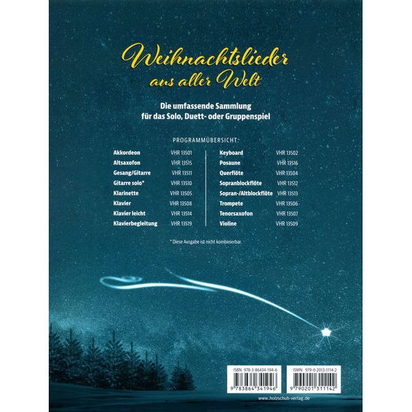 Holzschuh Verlag Weihnachtslieder Gitarre solo