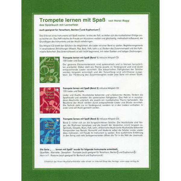 Horst Rapp Verlag Trompete Lernen mit Spa 1