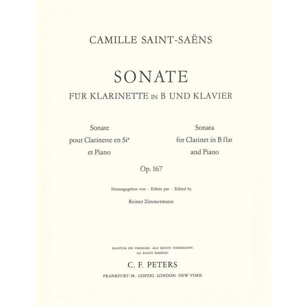 Edition Peters Saint-Sans Sonate Clarinet