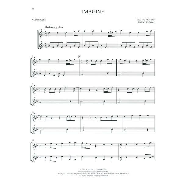 Hal Leonard Pop Classics For Two Alto Sax