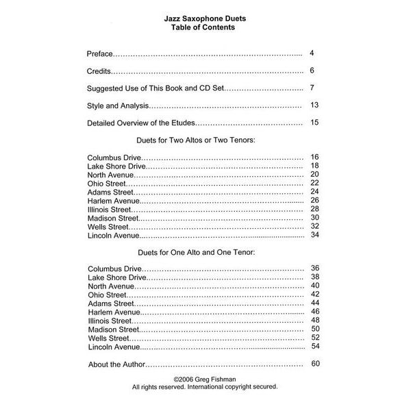 Greg Fishman Jazz Saxophone Duets 1