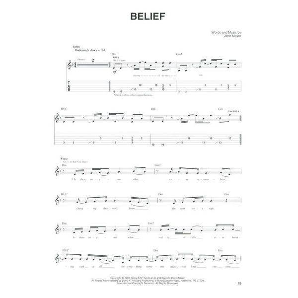 Cherry Lane Music Company John Mayer Continuum