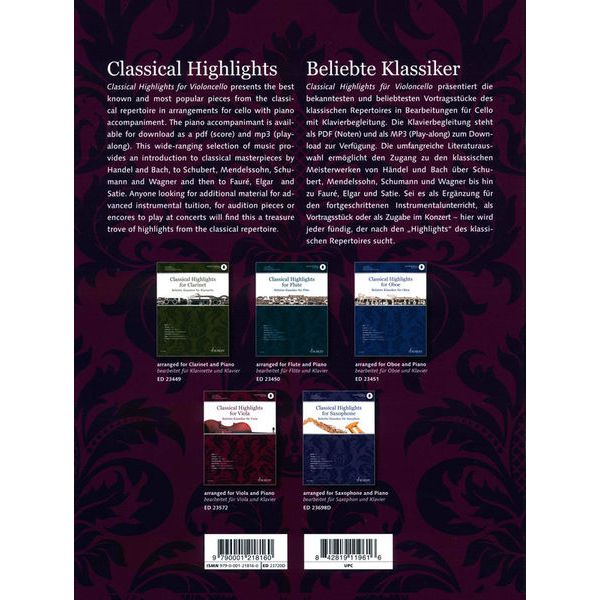 Schott Classical Highlights Cello