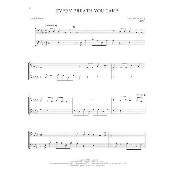 Hal Leonard Pop Classics For Two Trombones