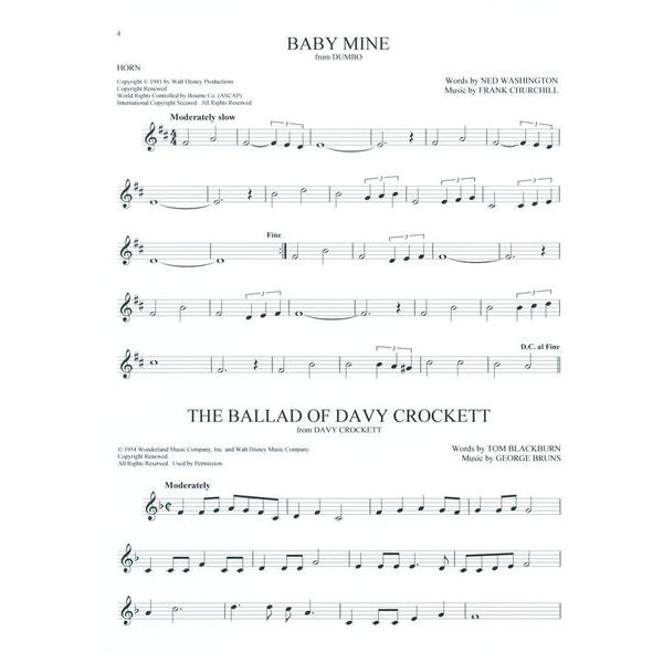 Hal Leonard 101 Disney Songs Horn