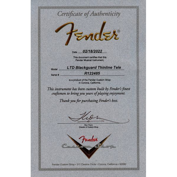 Fender Tele Blackguard Thinline Relic