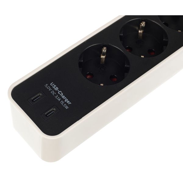 Brennenstuhl Ecolor 4-Way 1,5m USB sw/wh