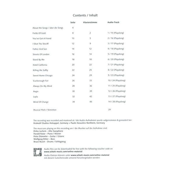 Schott Classic Pop Ballads A-Sax