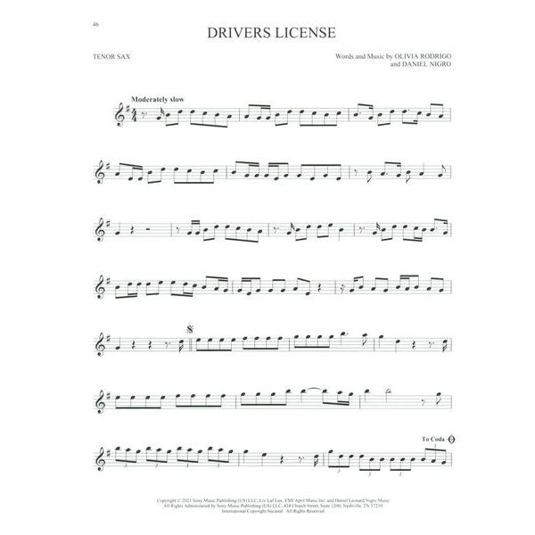 Hal Leonard 101 Top Hits for Tenor Sax