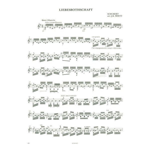 Edition Chanterelle Six Schubert Songs Guitar