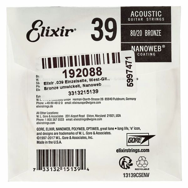 Elixir .039 Western Guitar