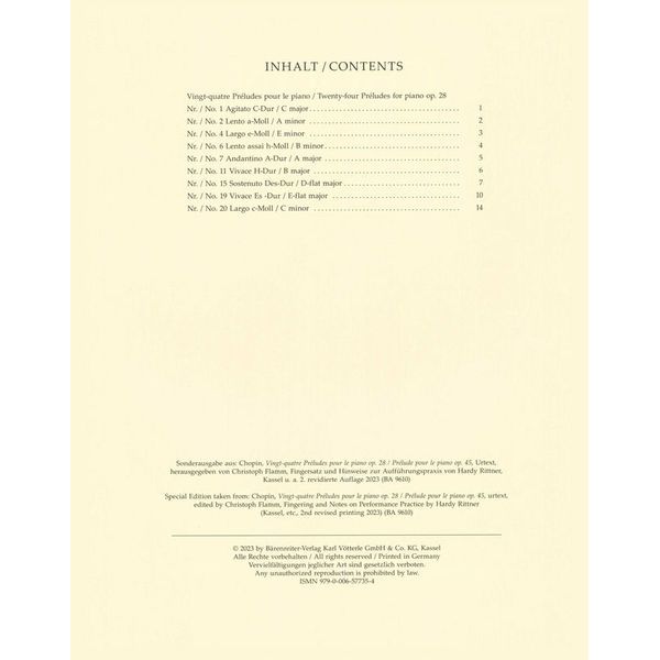 Brenreiter Chopin Preludes Auswahl