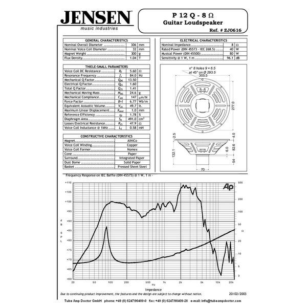 Jensen P12Q Alnico Vintage 8Ohm