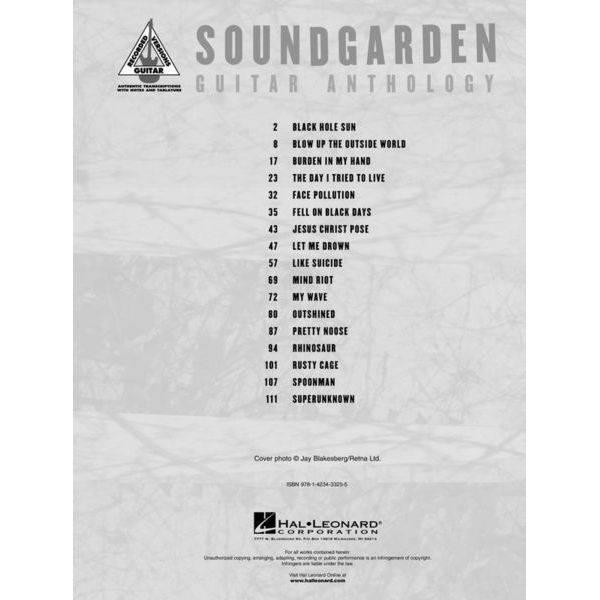 Hal Leonard Soundgarden Anthology