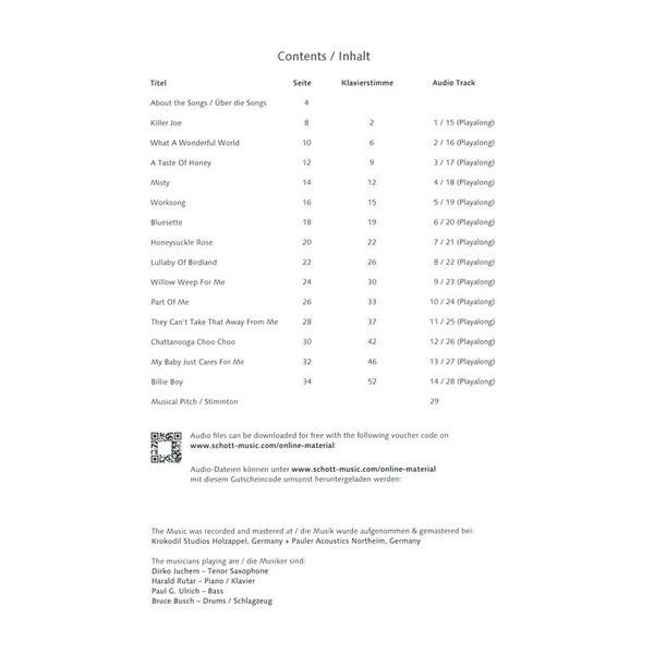 Schott Jazz Standards Tenor Saxophone