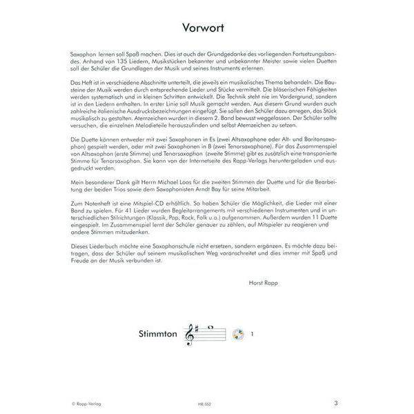 Horst Rapp Verlag Saxophon Lernen mit Spa 2