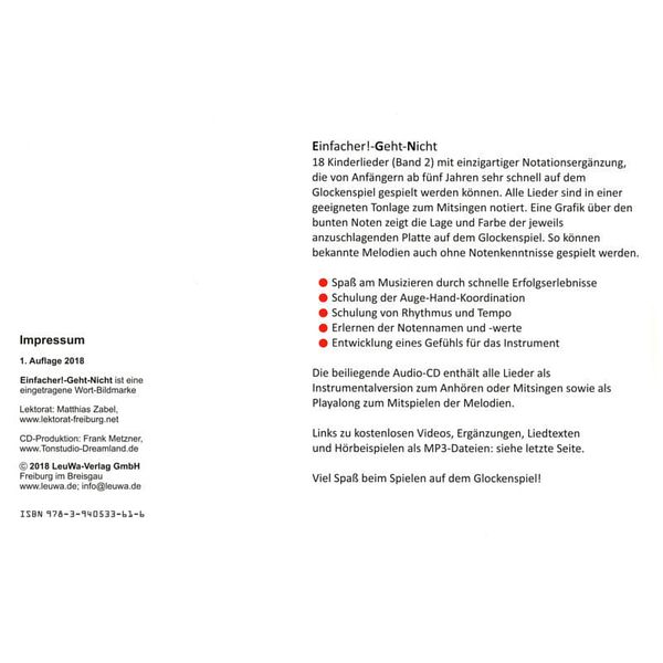 LeuWa-Verlag  Kinderlieder 2 Sonor BWG