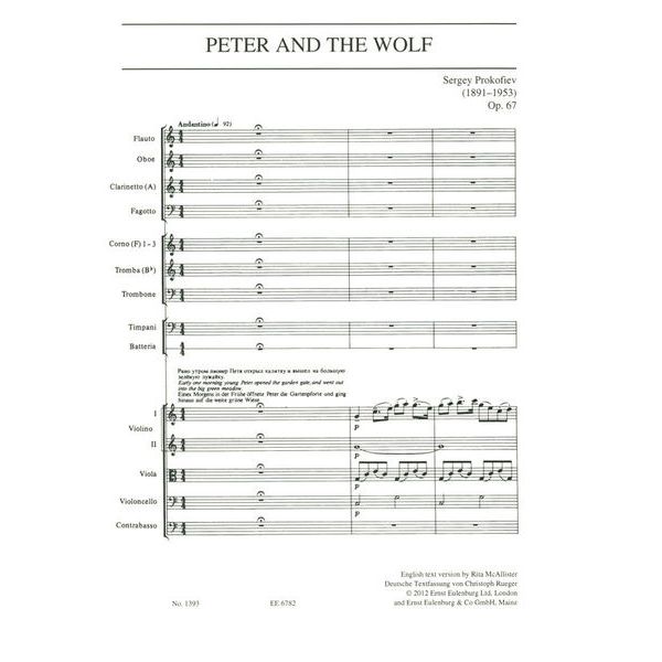 Edition Eulenburg Prokofjew Peter und der Wolf