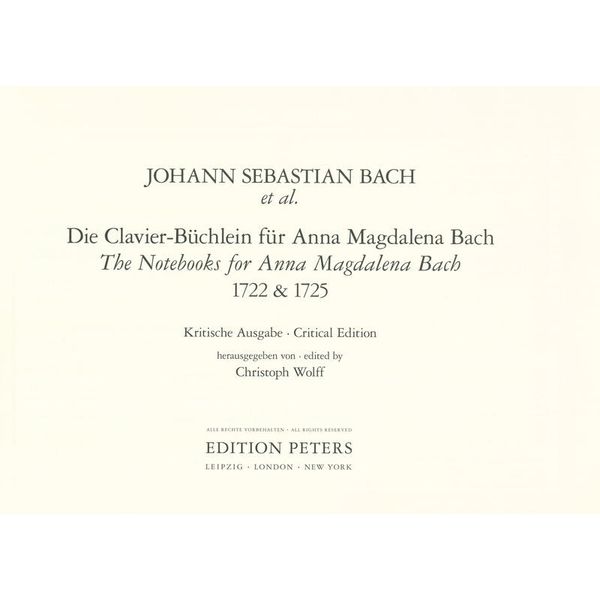 Edition Peters Clavier-Büchlein Anna Magdalen
