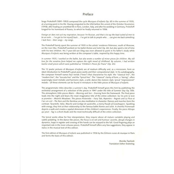 Schott Prokofjew Musique d'enfants