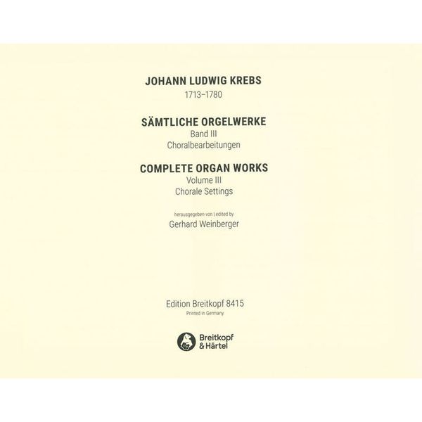 Breitkopf & Hrtel Krebs Orgelwerke III