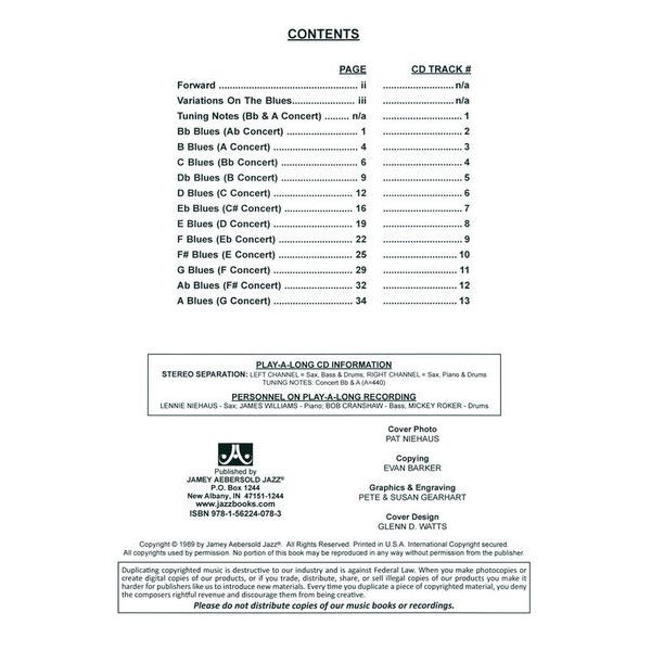 Jamey Aebersold Niehaus Plays The Blues Bb