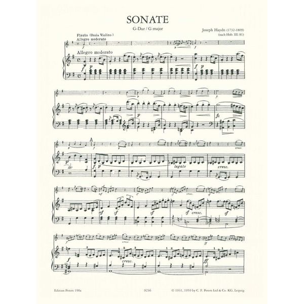 Edition Peters Haydn Flötensonate G-Dur