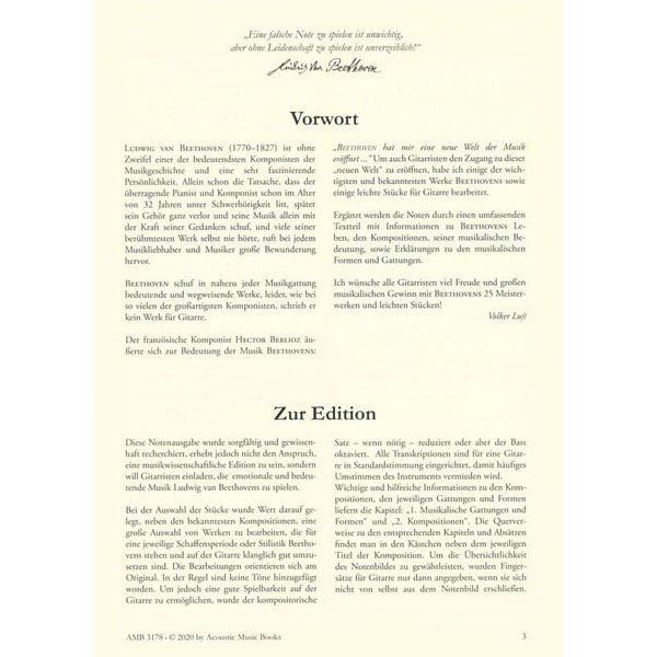 Acoustic Music Books Beethoven Masterworks Guitar