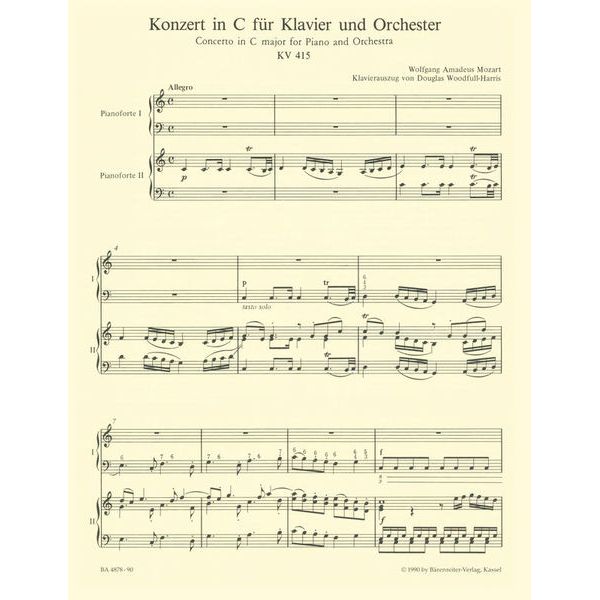 Brenreiter Mozart Klavierkonzert KV 415