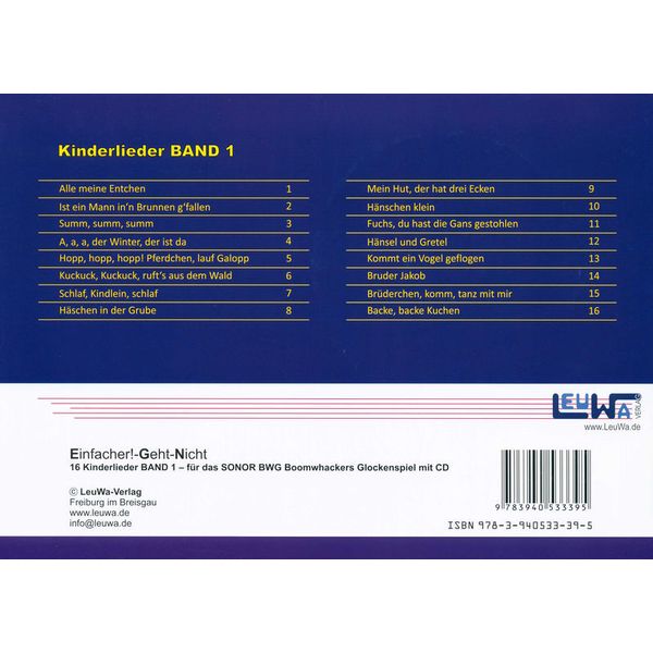 LeuWa-Verlag  Kinderlieder 1 Sonor BWG