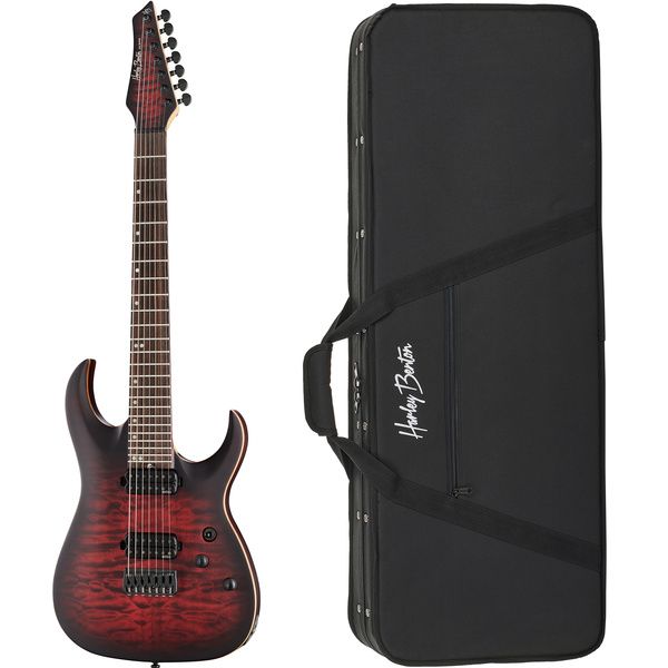 Harley Benton Amarok-7 BKRD Quilted B w/Case