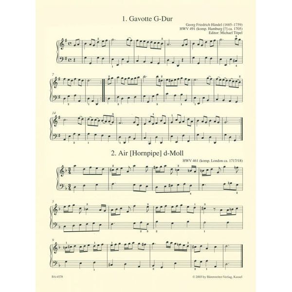 Brenreiter Hndel Leichte Klavierstücke