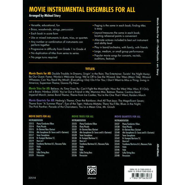 Alfred Music Publishing Movie Duets For All Flute