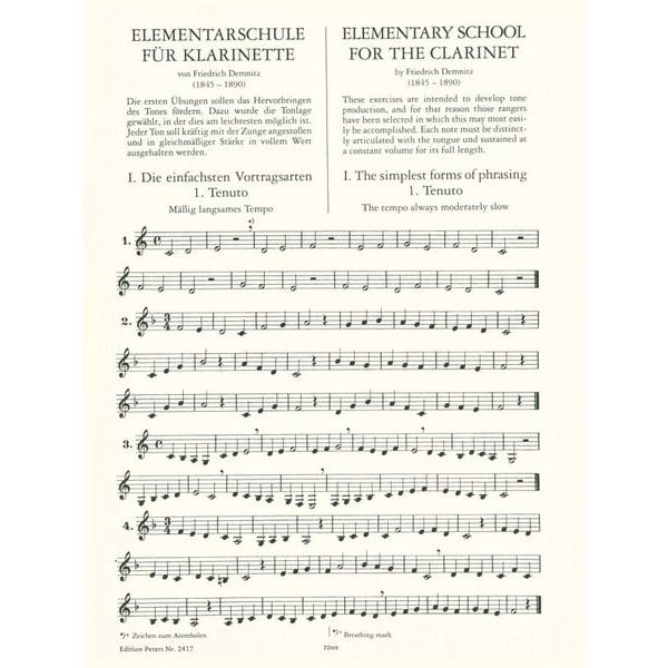 Edition Peters Elementarschule für Klarinette
