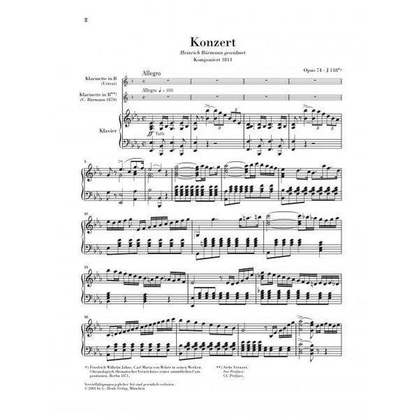 Henle Verlag Weber Clarinet Concerto No.2