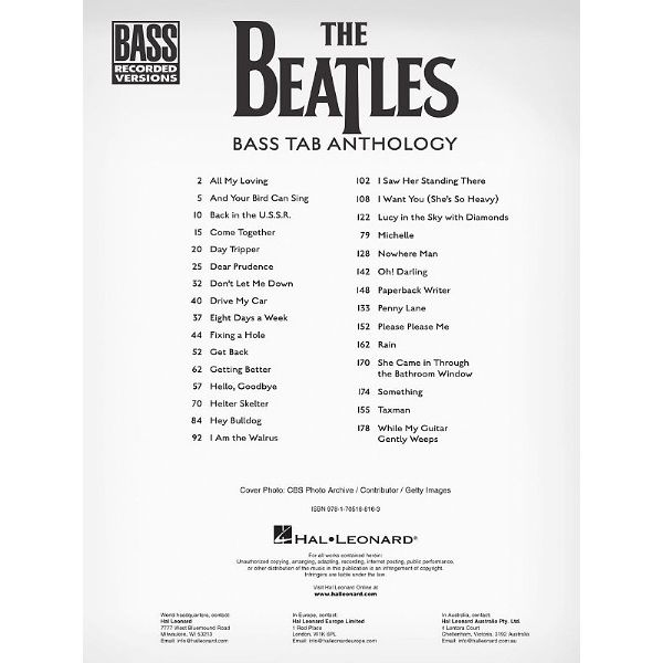 Hal Leonard Beatles Bass Tab Anthology