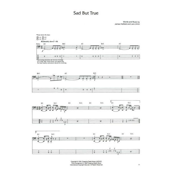 Cherry Lane Music Company Metallica Black Album Bass