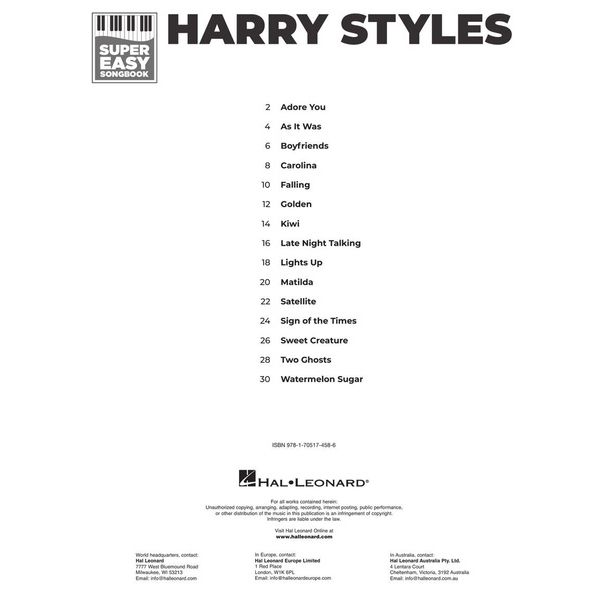 Hal Leonard Harry Styles Super Easy