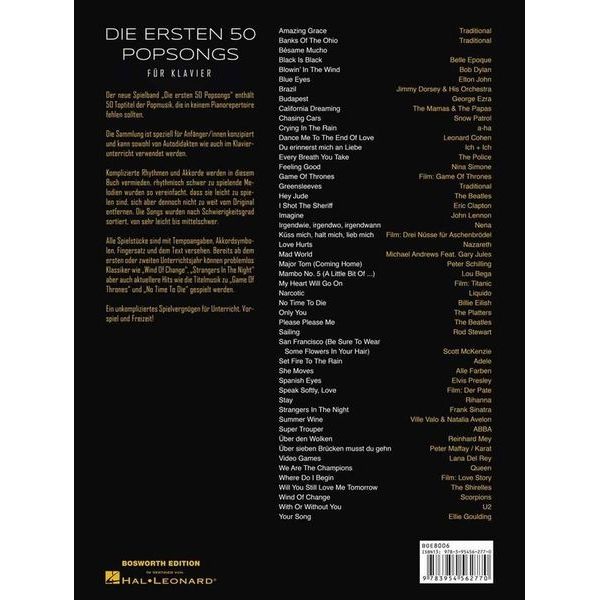 Bosworth Die ersten 50 Popsongs Klavier