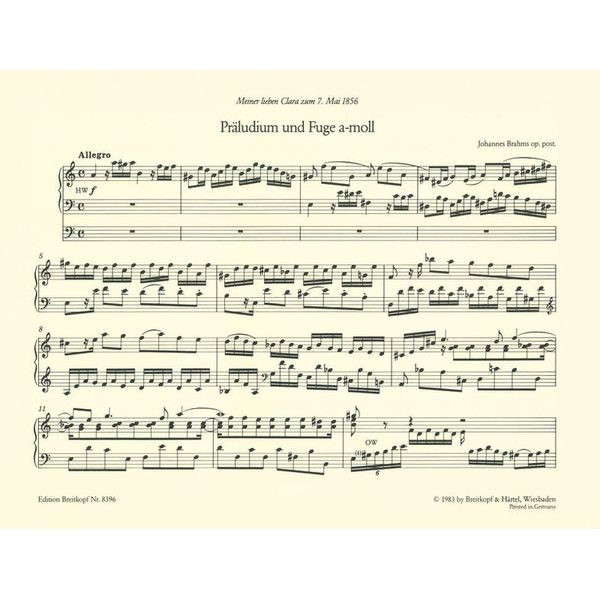 Breitkopf & Hrtel Brahms Smtliche Orgelwerke