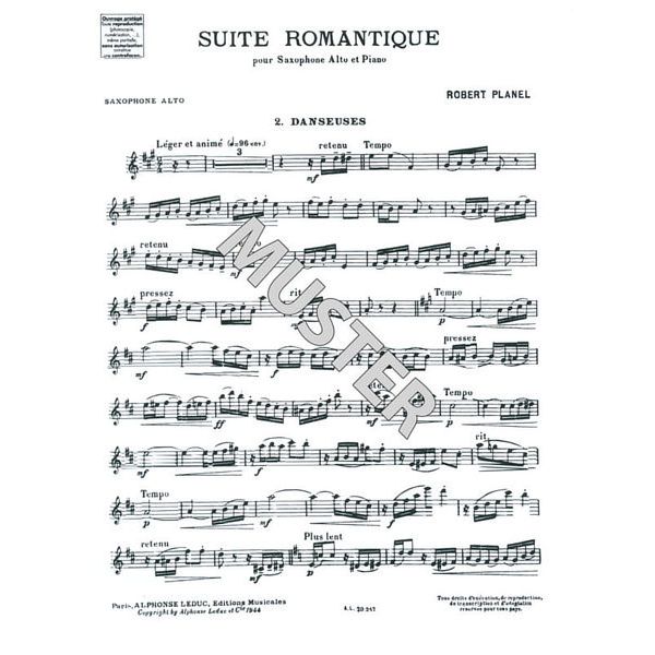 Alphonse Leduc  Suite Romantique Alto Sax