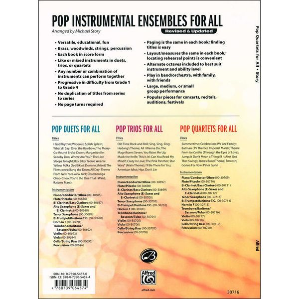Alfred Music Publishing Pop Quartets For All Trombone