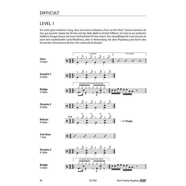 Hage Musikverlag Drum Training Playalong